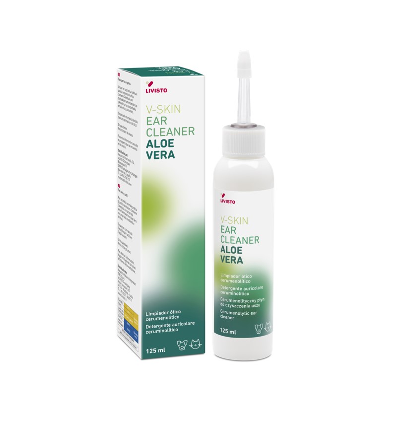 Limpiador auricular con aloe vera para perros y gatos – V-SKIN Ear Cleaner 125 ml Livisto