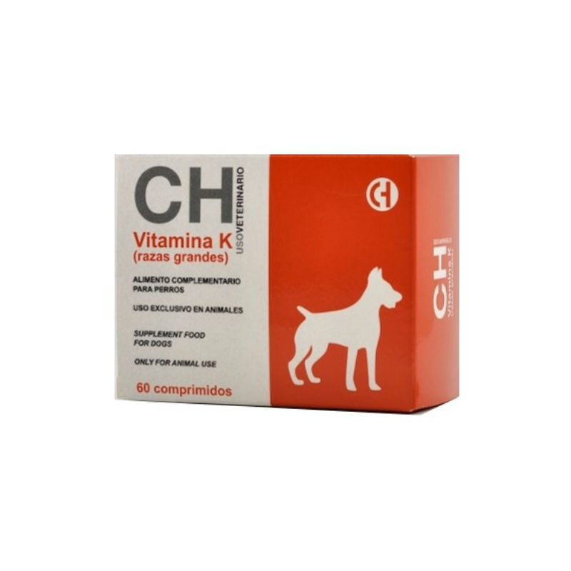 Vitamina K para Perros de Razas Grandes – 60 Comprimidos para Coagulación y Salud Ósea

