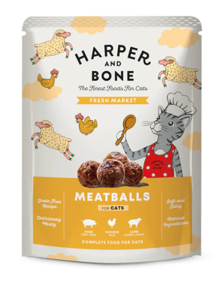 HARPER & BONE POUCH CAT ADULT FRESH MARKET Cerdo Ibérico, Pollo y Cordero 85 G