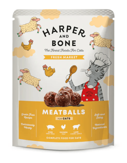 Harper & Bone Pouch Cat Adult Fresh Market 85 g – Comida Húmeda para Gatos Adultos con Cerdo Ibérico, Pollo y Cordero