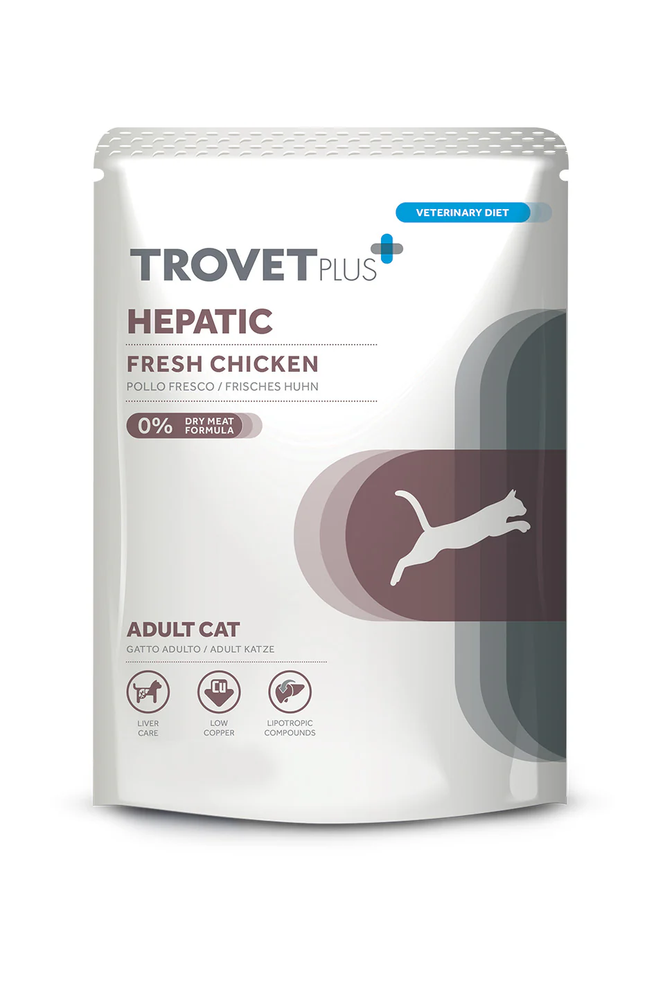 Trovet Pouch Gato Hepático Pollo – Alimento Húmedo Dietético 85g

