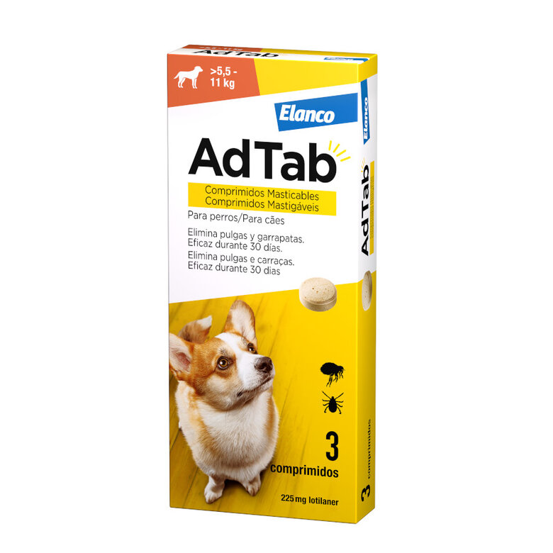 AdTab Perro 225 mg – Comprimidos Masticables Antiparasitarios para Perros Medianos (5.5-11 kg) | Protección Efectiva y Fácil de Administrar