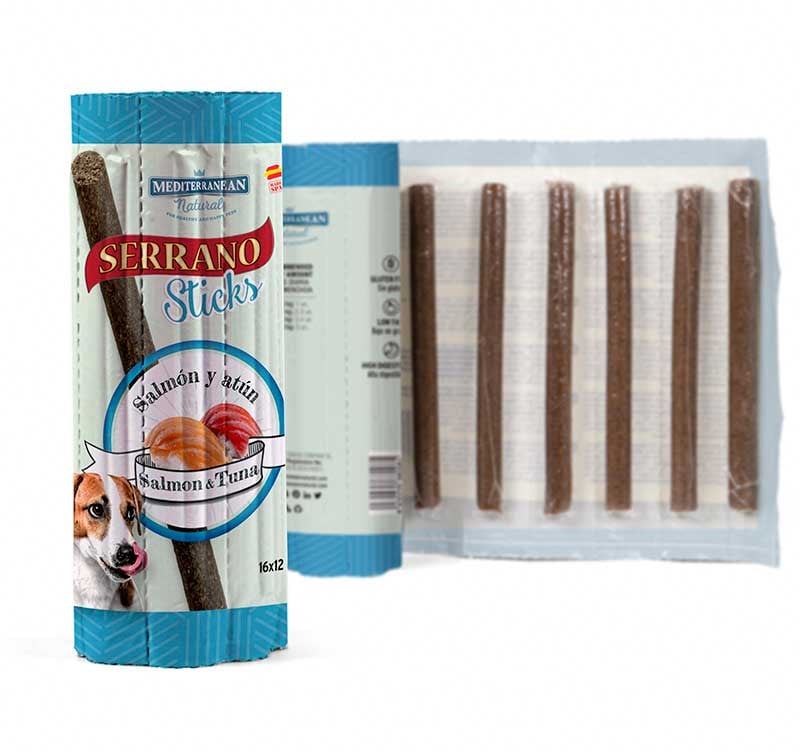 Serrano Sticks | Barritas para Perros con Salmón y Atún | 16 unid. de 12 g