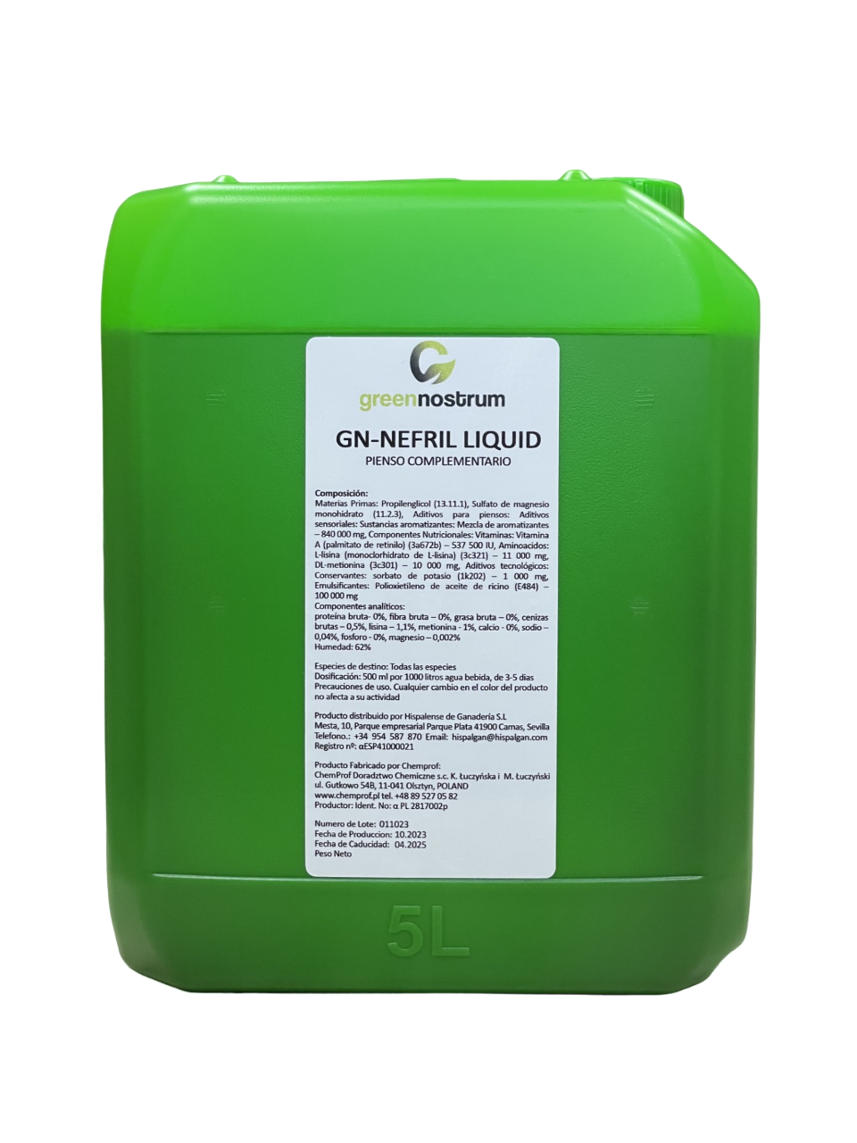 GN-NEFRIL mejora la excreción de metabolitos nocivos y protege tanto los riñones como el organismo 5 L