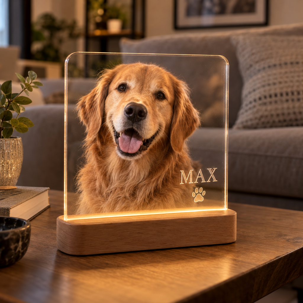 TWINPET® | Lámpara Personalizada de Mascota a Color con Nombre Grabado