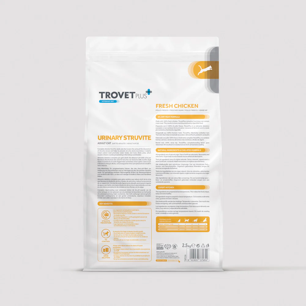 Trovet Plus | Pienso Para Problemas Urinarios Por Estruvita Para Gato Adulto | Pollo 2,5 kg