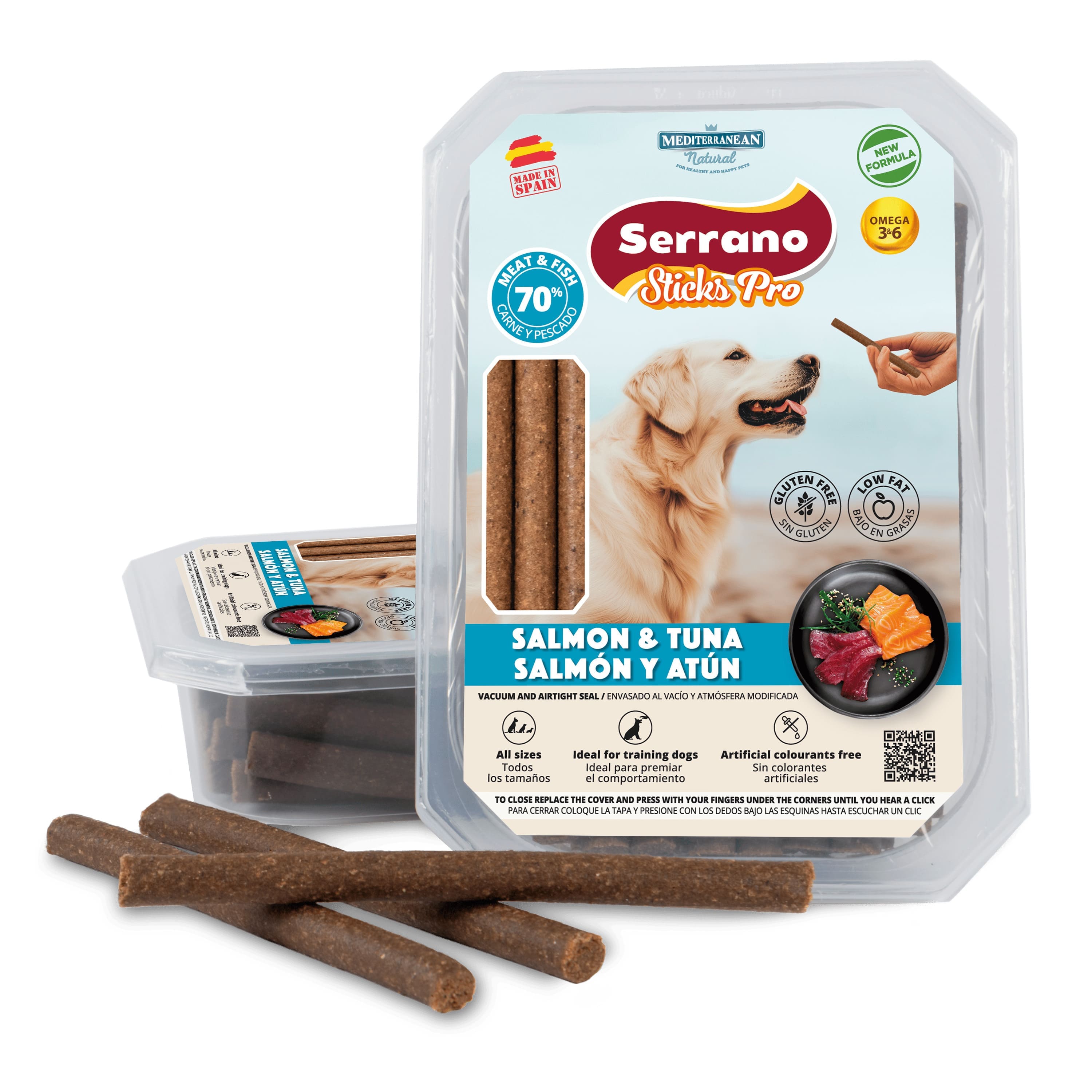 Serrano Sticks Pro | Barritas para Perros con Salmón y Atún | 350 g