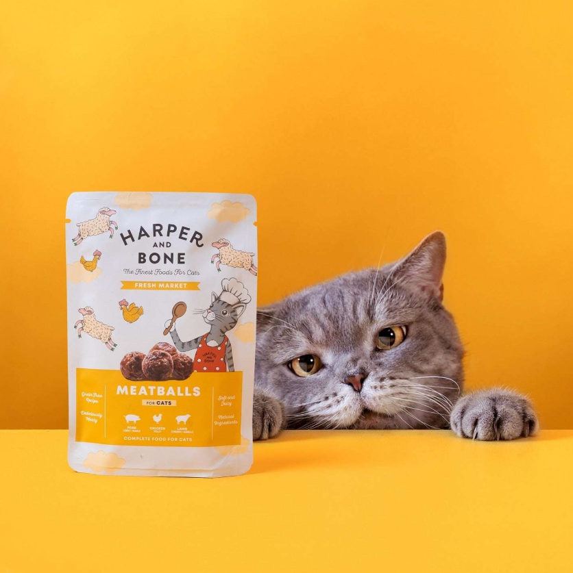 Harper & Bone Pouch Cat Adult Fresh Market 85 g – Comida Húmeda para Gatos Adultos con Cerdo Ibérico, Pollo y Cordero