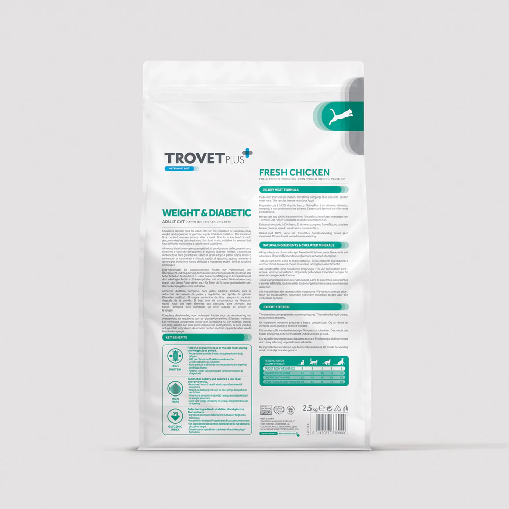 Trovet Plus | Pienso Para Control de Peso y Diabetes Para Gato | Pollo 2,5 kg

