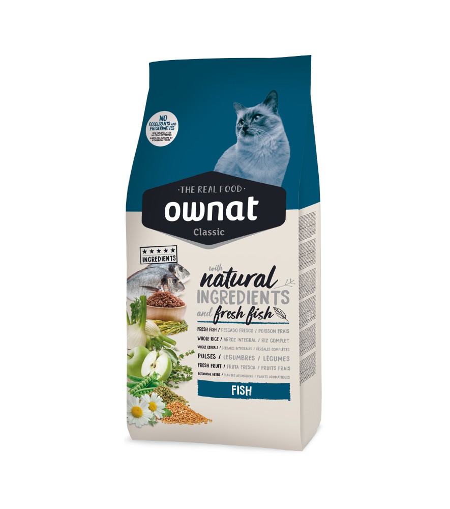 Ownat Classic Fish | Pienso natural para gatos adultos con pescado fresco - 4 Kg