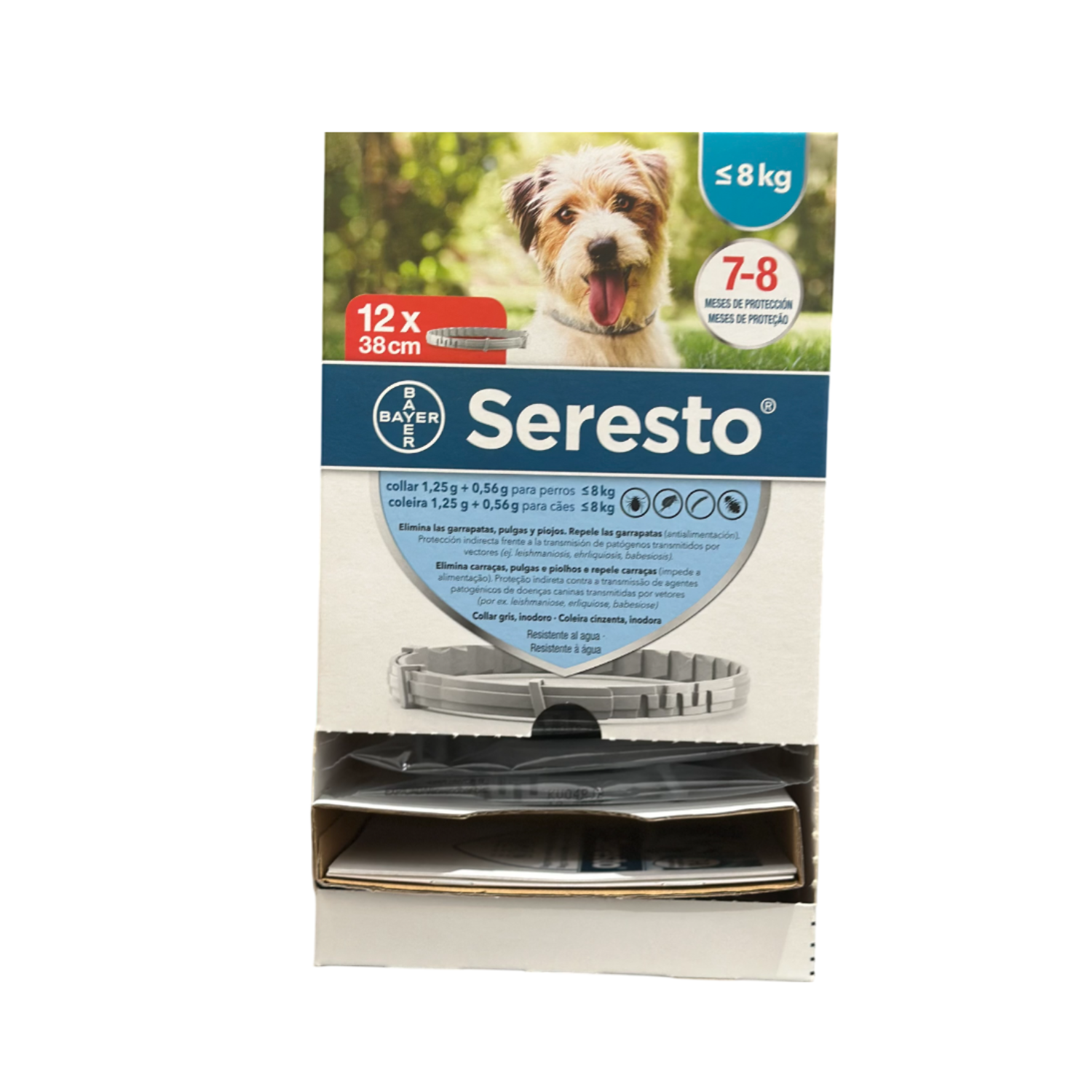 Seresto Collar Antiparasitario para Perro Pequeño 38 cm (<8 kg) – Caja Clínica con 12 Unidades

