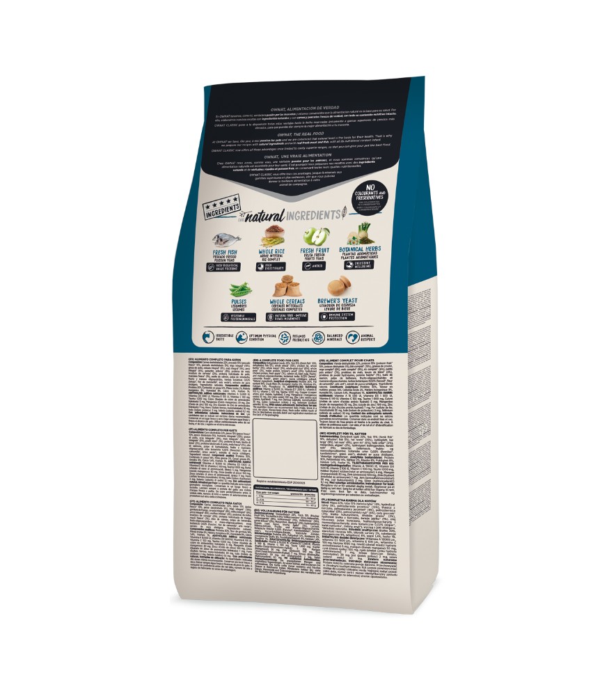 Ownat Classic Fish | Pienso natural para gatos adultos con pescado fresco - 4 Kg