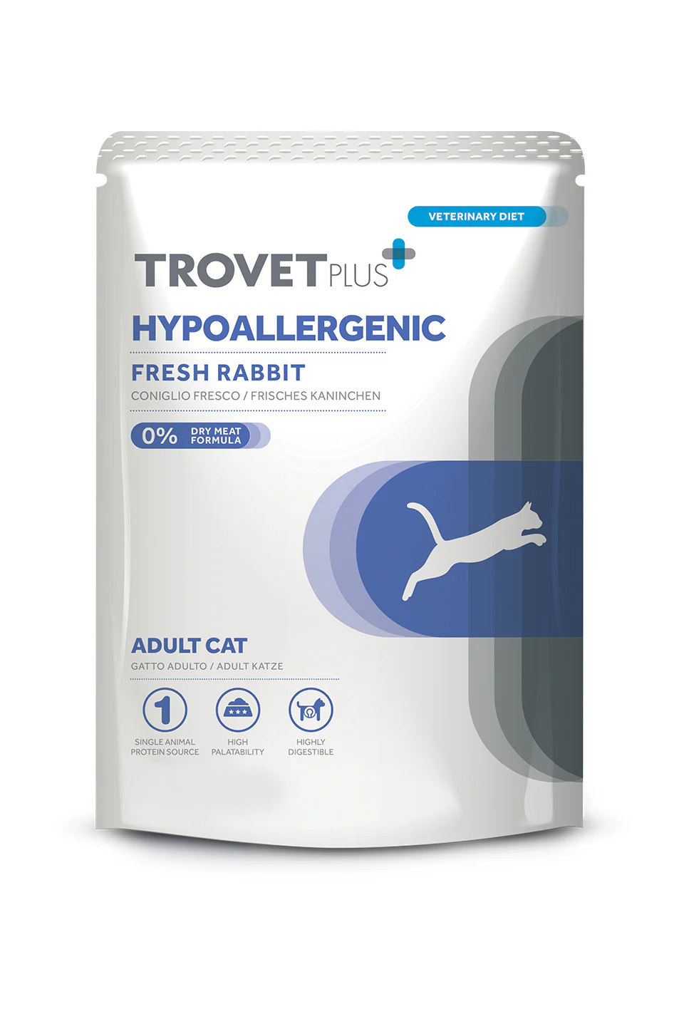 Trovet Pouch Gato Hipoalergénico Conejo – Alimento Húmedo Completo 85g

