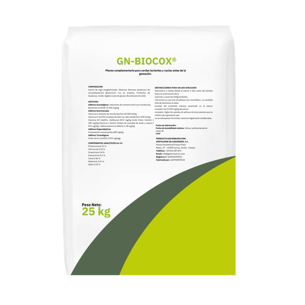 GN-BIOCOX inhibidor del crecimiento bacteriano y fúngico en el tracto digestivo 25 kg