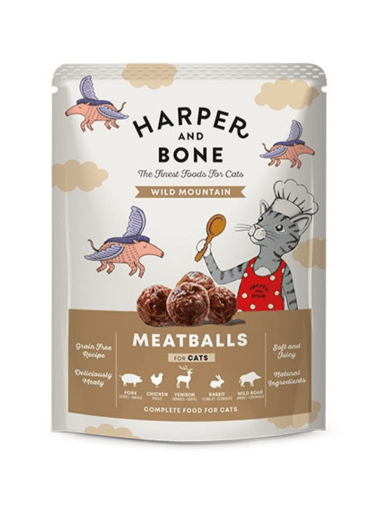 Harper & Bone Pouch Cat Adult Wild Mountain 85 g – Comida Húmeda para Gatos Adultos con Jabalí, Pollo, Conejo y Venado