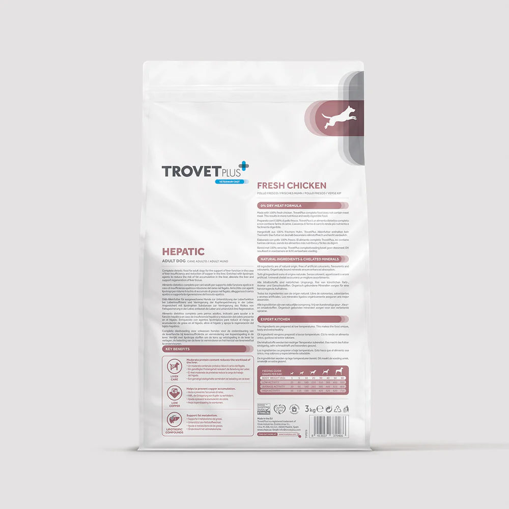 Trovet Plus | Pienso Para Problemas Hepáticos | Perro Adulto de Pollo 3 kg