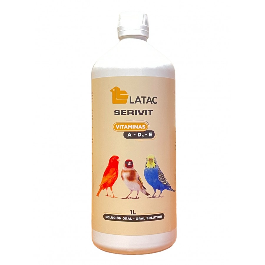 Latac Serivit 1L – Vitaminas A-D3-E para Aves | Fertilidad, Cría y Muda
