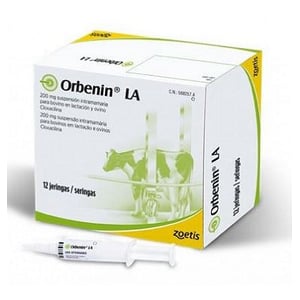 ORBENIN L.A. 200 mg SUSPENSION INTRAMAMARIA PARA BOVINO EN LACTACION Y OVINO 12 JERINGAS