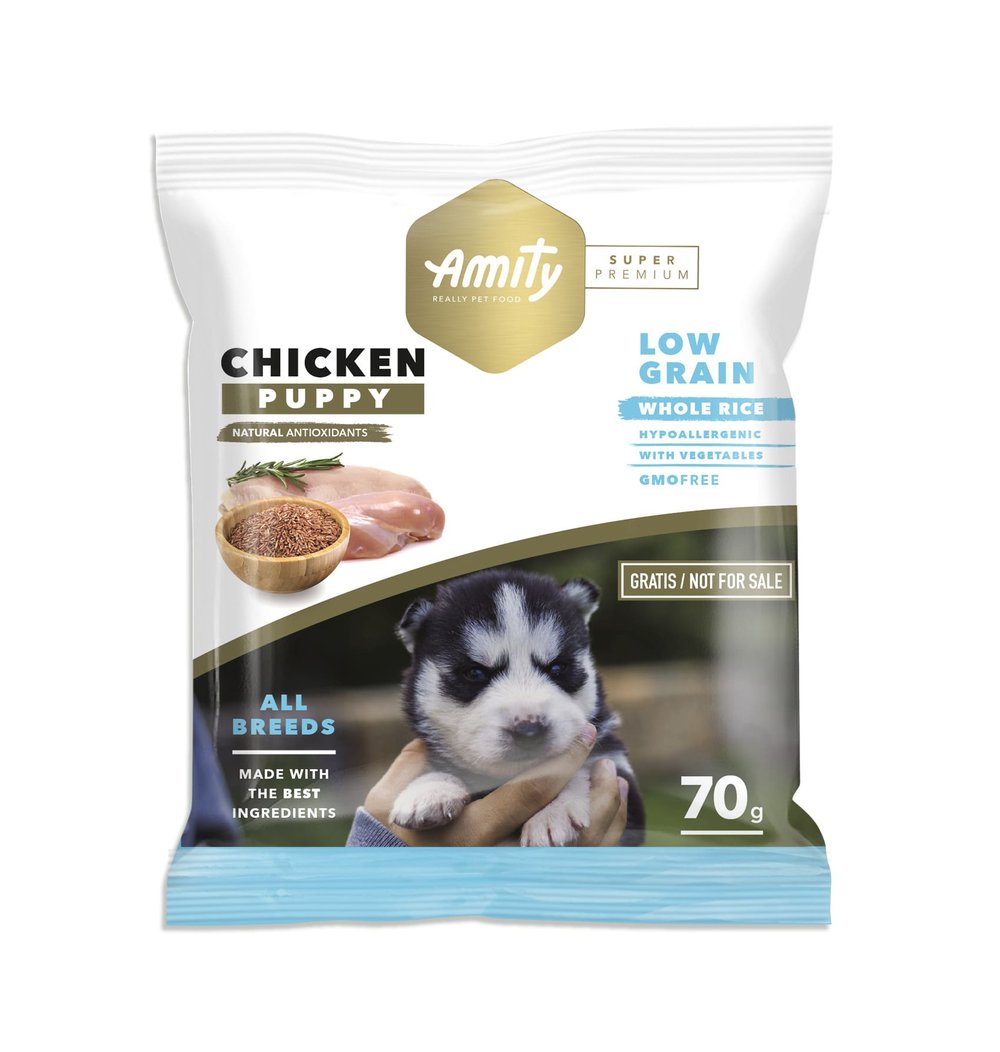 MUESTRA AMITY SUPER PREMIUM PUPPY CHICKEN 70 Gr