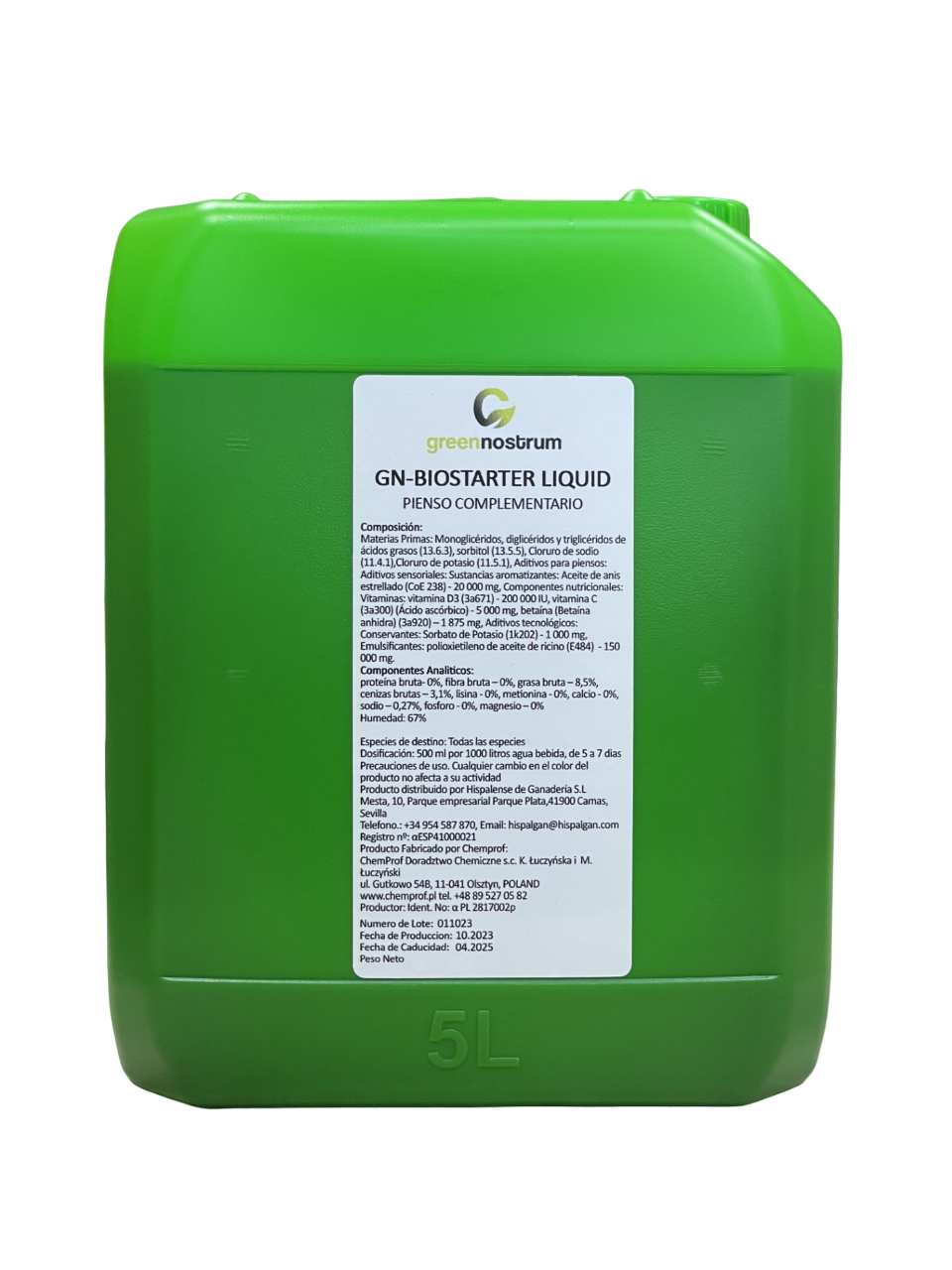 GN-BIOSTARTER LIQUID estimula la absorción de nutrientes del pienso  5 L