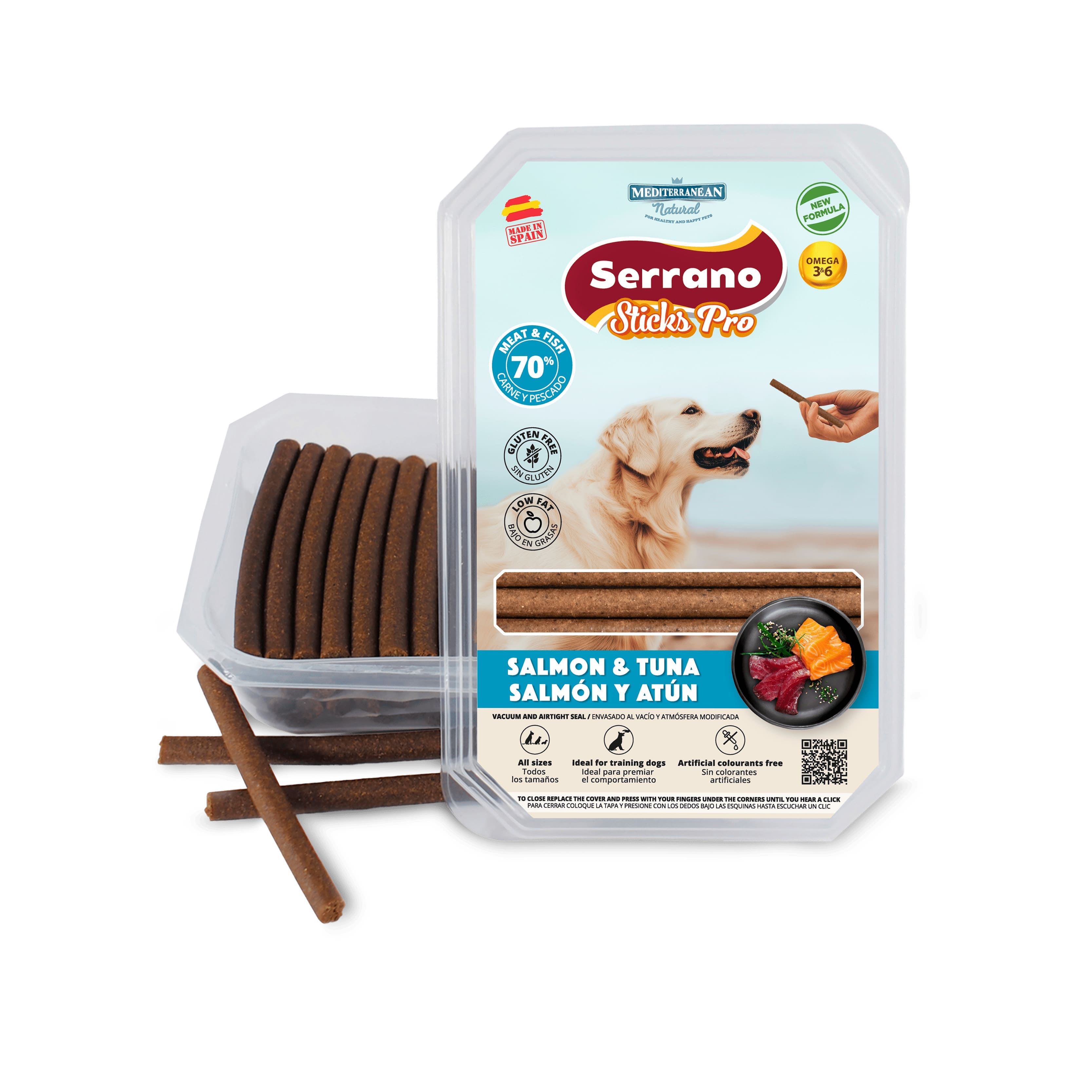 Serrano Sticks Pro | Barritas para Perros con Salmón y Atún | 350 g