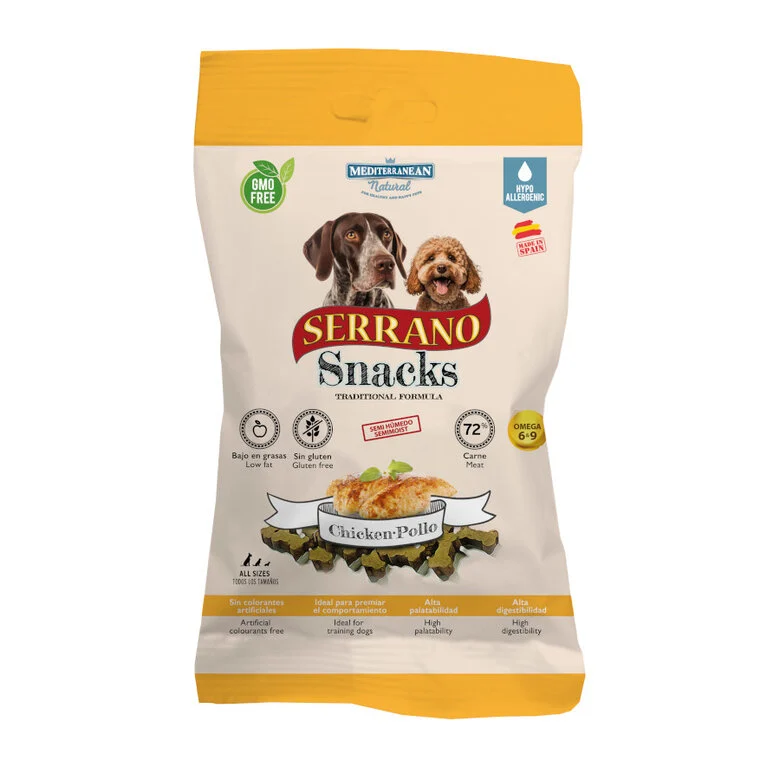 Snacks Serrano para Perros de Pollo – Pack 12x100g | Premio Natural y Saludable

