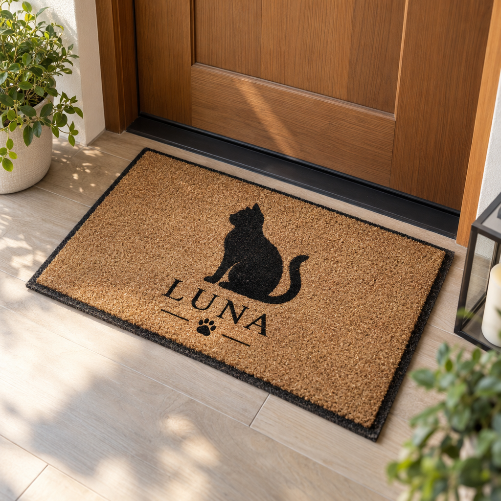 TWINPET® | Felpudo Personalizado con Silueta y Nombre de Mascota