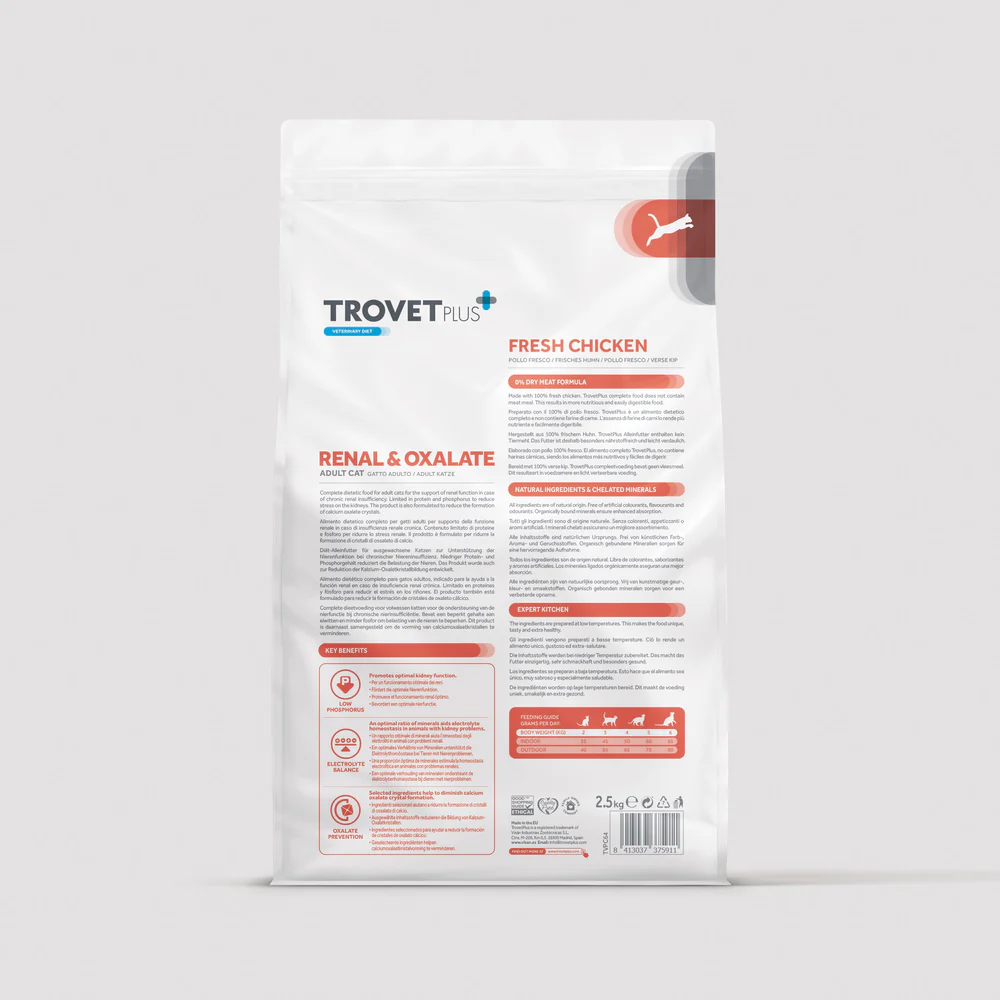 Trovet Plus | Pienso Para Problemas Renales y Oxalatos Para Gato Adulto | Pollo 2,5 kg