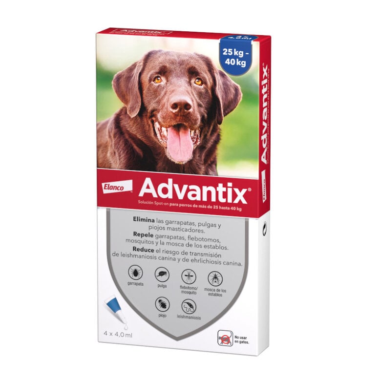 ADVANTIX SOLUCION SPOT-ON PARA PERROS DE MAS DE 25 HASTA 40 kg 4 PIPETAS