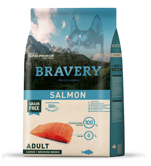 BRAVERY SALMON ADULT LARGE/MEDIUM BREED 4 KGS