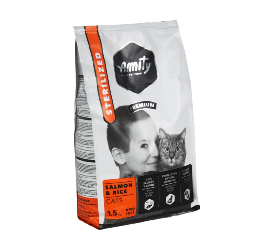AMITY PREMIUM SALMON & RICE CATS STERELIZED 1,5 KG