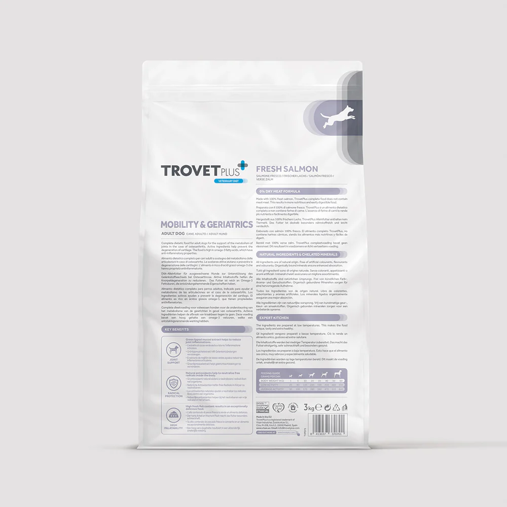 Trovet Plus | Pienso Movilidad y Geriátrico Para Perro Adulto de Salmón 10 kg