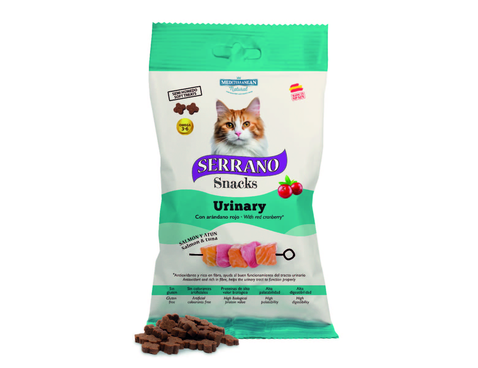 Serrano Snacks | Snack Urinario para Gatos con Salmón, Atún y Pollo | 50 g