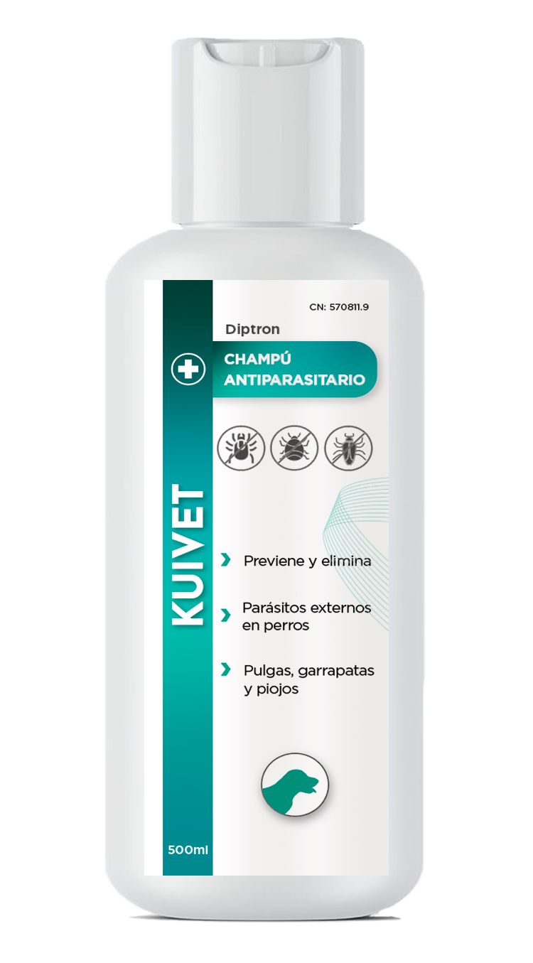 KUIVET Diptron Champú Antiparasitario 500 ml – Eliminación De Pulgas Y Garrapatas En Perros

