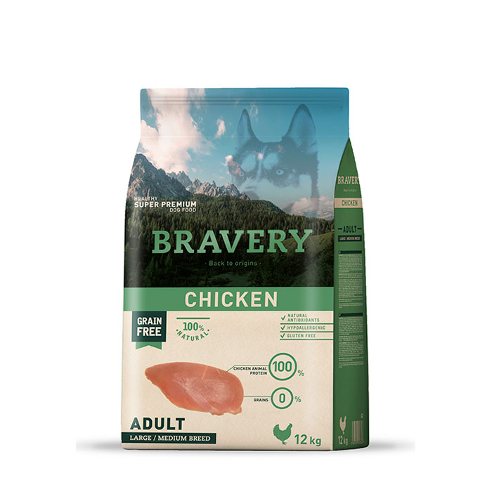 BRAVERY CHICKEN ADULT LARGE / MEDIUM BREEDS 12 KG