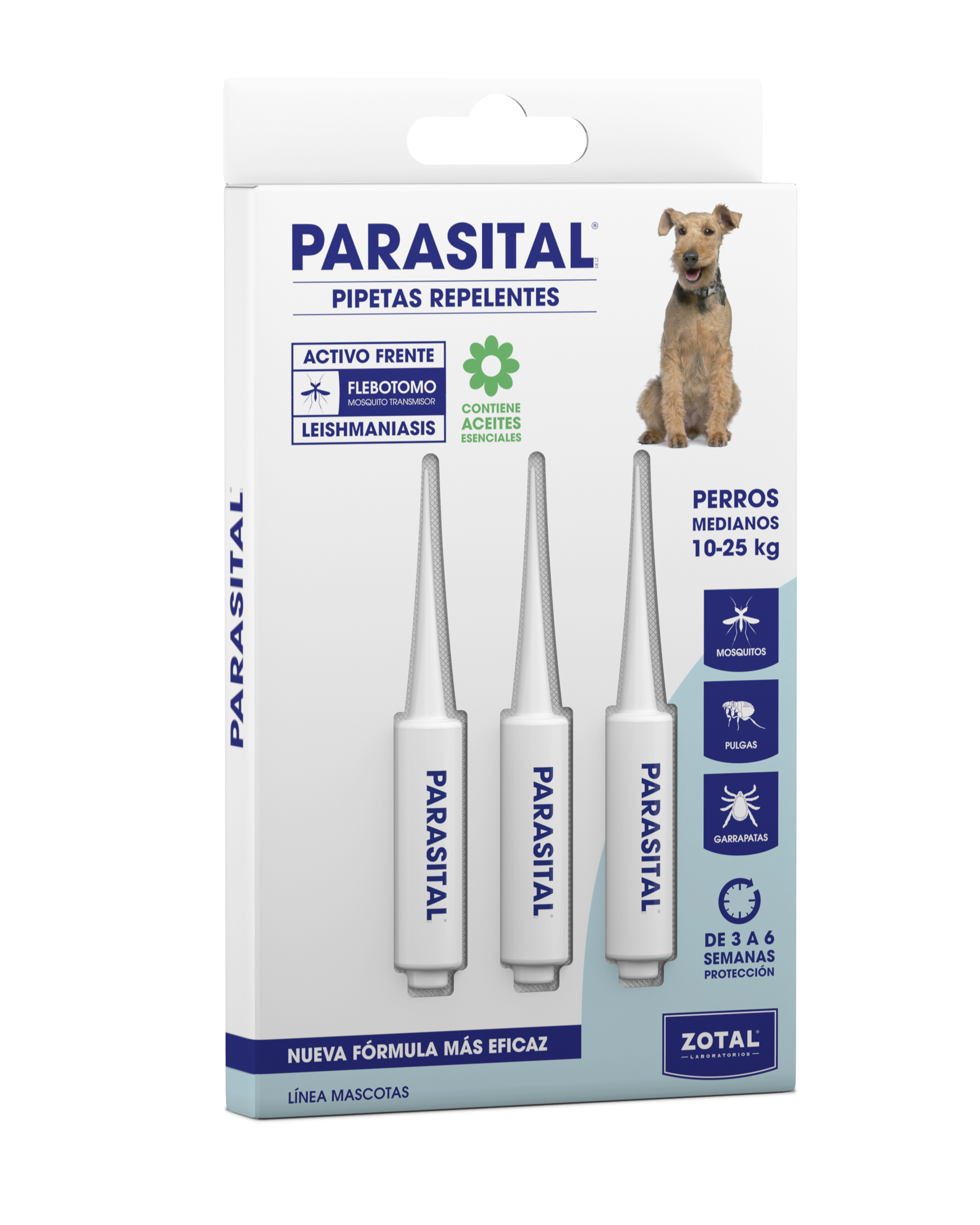 Pack Zotal Parsital Collar Antiparasitario Perros Medianos Y Pequeños + Pipeta Perros Medianos 10-25 Kg