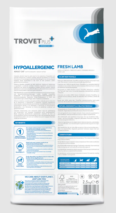 Trovet Plus Gato Adulto Pienso Hipoalergénico Cordero 1,2 kg