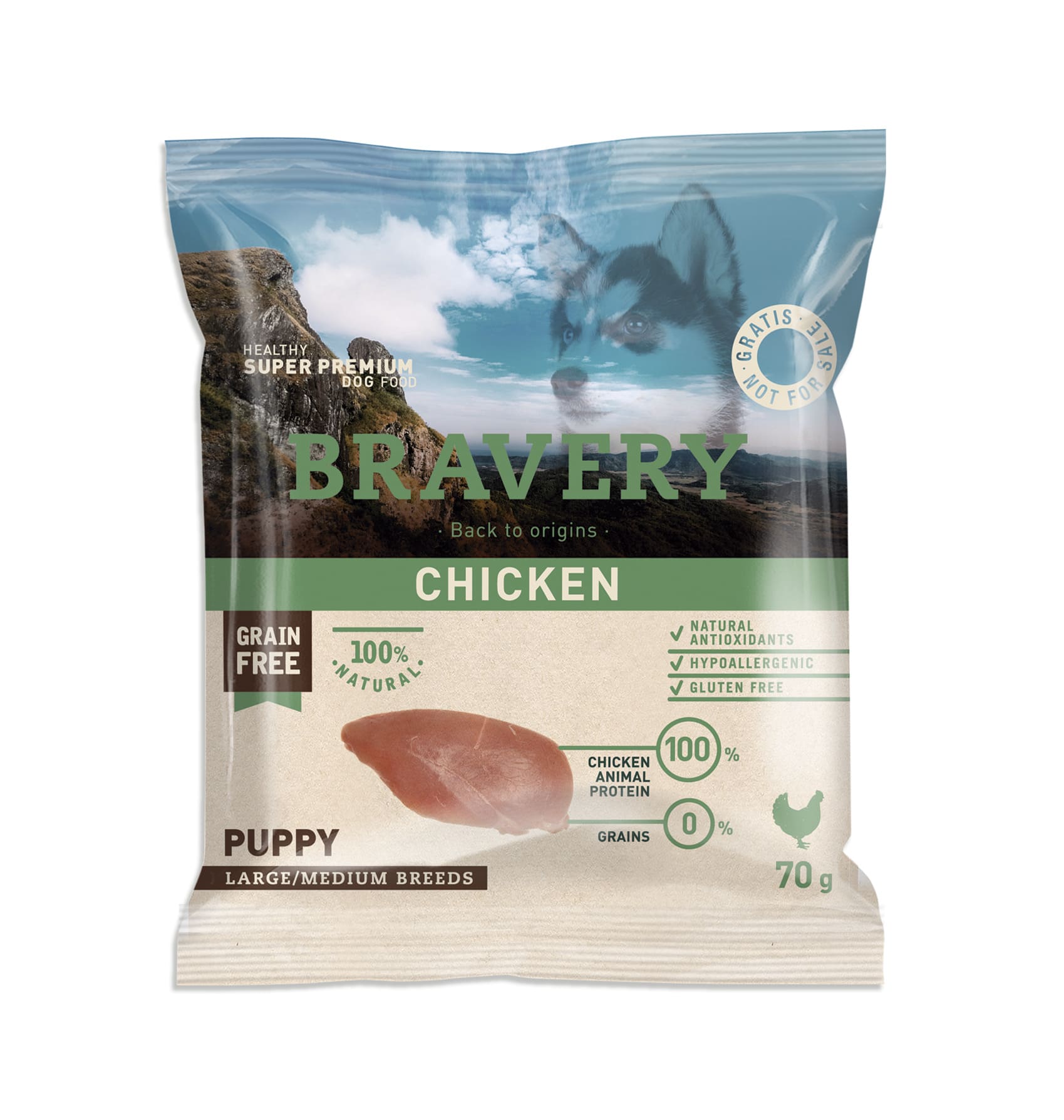 MUESTRA BRAVERY CHICKEN PUPPY LARGE/MEDIUM BREEDS  70 Gr