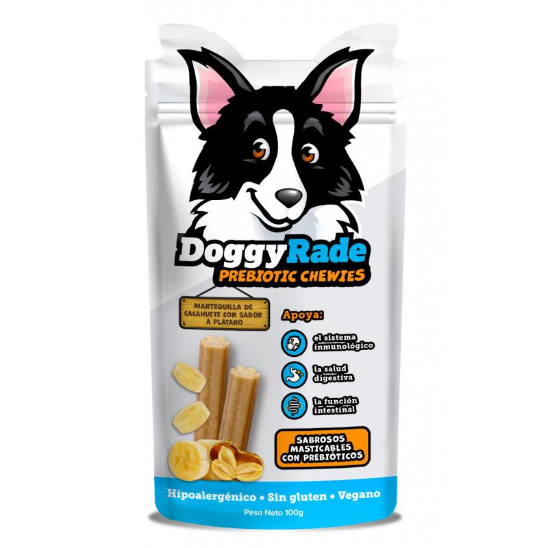 DoggyRade Prebiotic Chewies Mantequilla de Maní y Plátano – Caja con 12 Unidades | Snacks Funcionales para Perros con Prebióticos