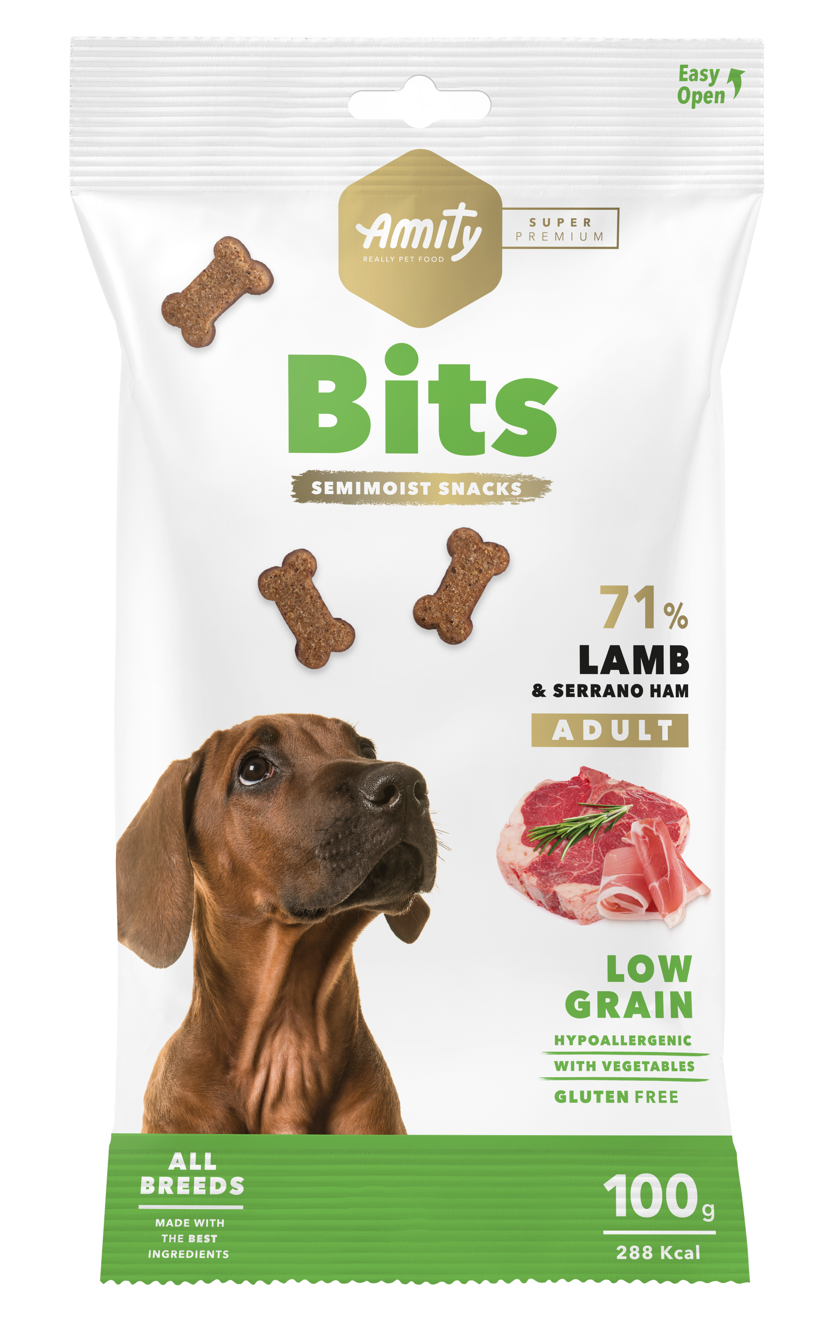 AMITY SUPER PREMIUM BITS LAMB & SERRANO HAM (DISPLAY 12 UNIDADES)