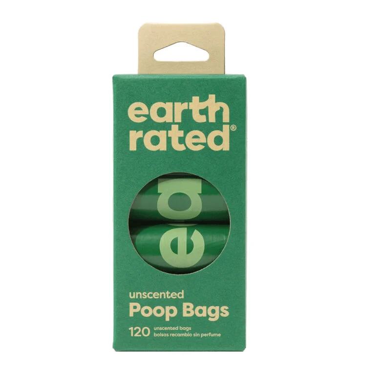Earth Rated Recambio de bolsas higiénicas compostables para cacas de perros 8 rollos sin perfume.