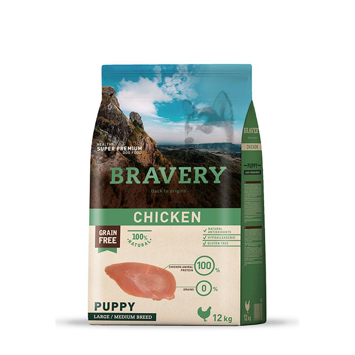 BRAVERY CHICKEN PUPPY LARGE / MEDIUM BREEDS  12 KG