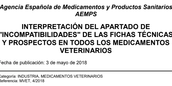 Incompatibilidades de algunos medicamentos veterinarios