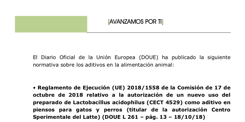 Nueva normativa sobre los aditivos en la alimentación animal.