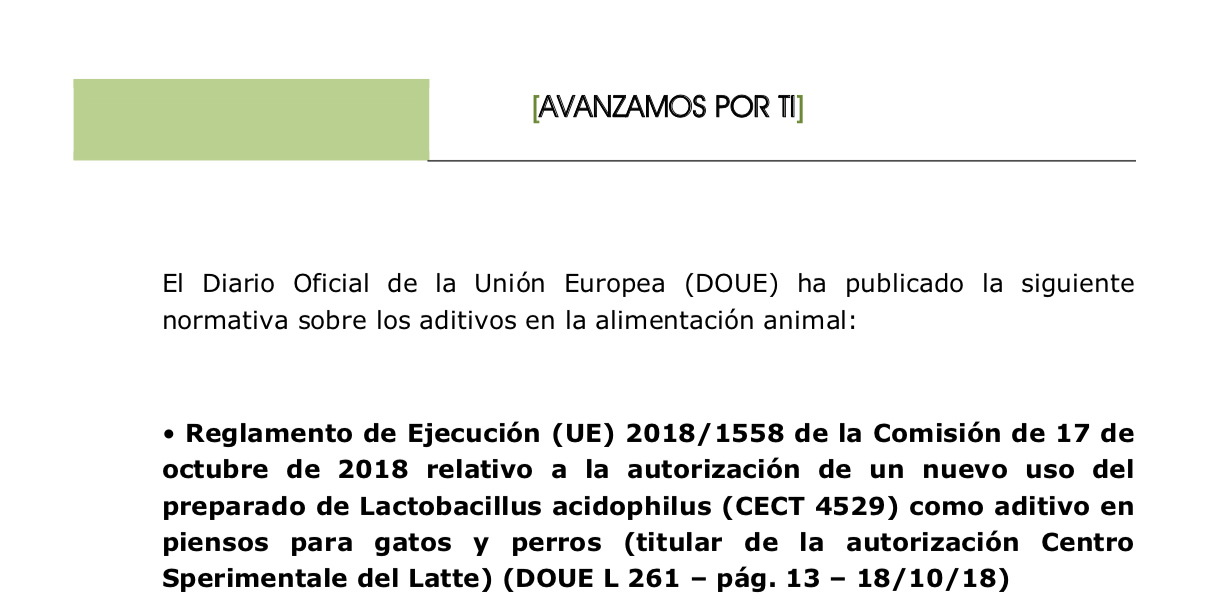 Nueva normativa sobre los aditivos en la alimentación animal.