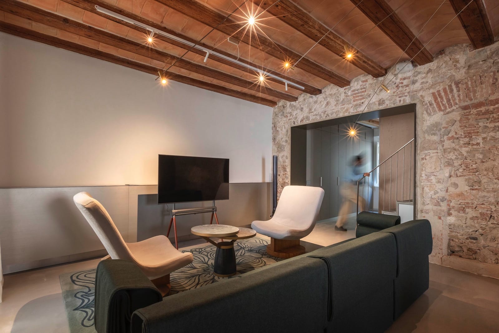 Sala de estar en la Residencia 1 de Mercer Residences Palau Moxó