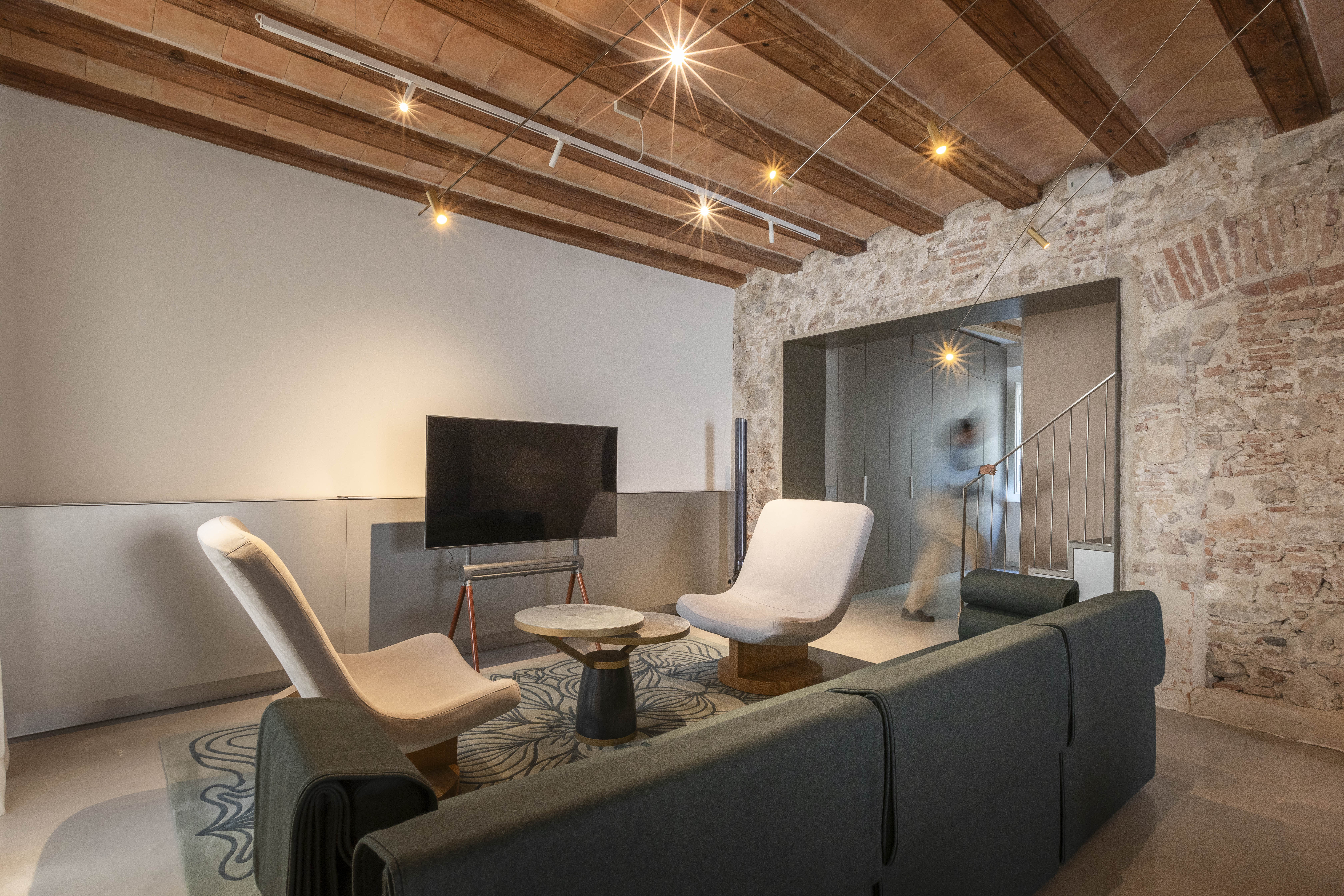 Sala de estar en la Residencia 1 de Mercer Residences Palau Moxó