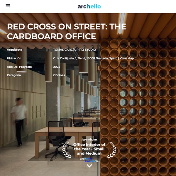 "Red Cross on the street: A Cardboard Office" awarded at the Archello Awards 2024