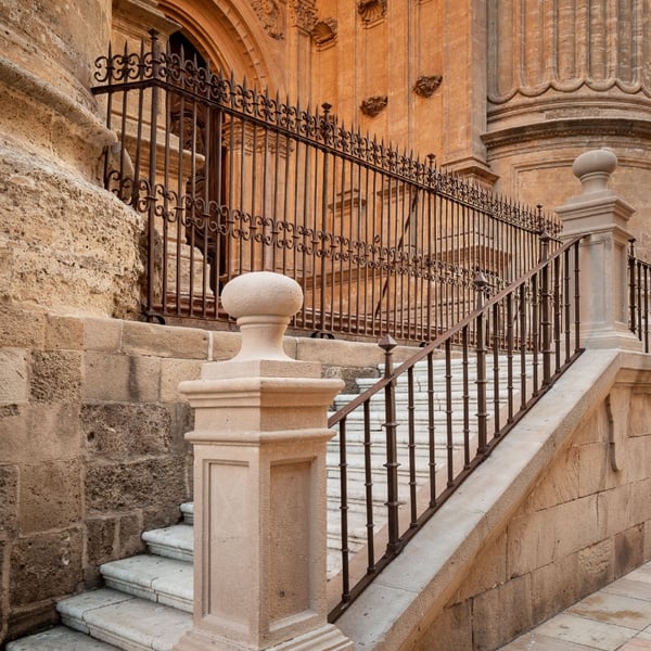 Restauración de las rejas del atrio y barandillas y pilastras del cuerpo de escaleras adosado a la Puerta Sur de la SICB de Málaga