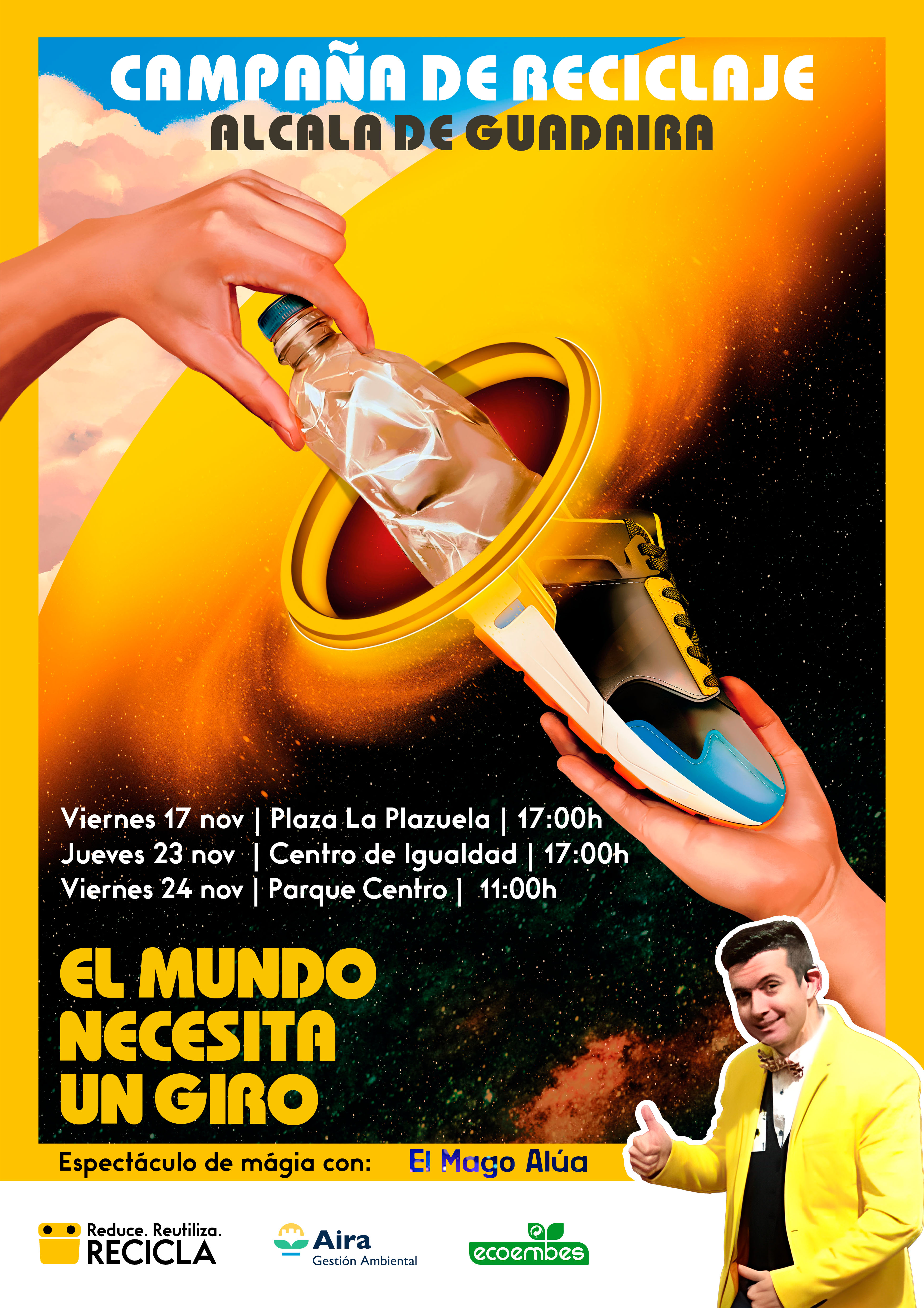  La campaña “El Mundo” llega a Alcalá de Guadaíra a través de unos espectáculos de la mano del “Mago Alúa” para el fomento del reciclaje de envases en el contenedor amarillo
